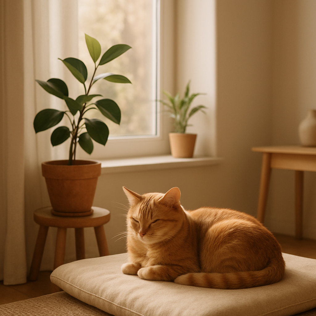 猫咪在阳光下的温馨家居场景
